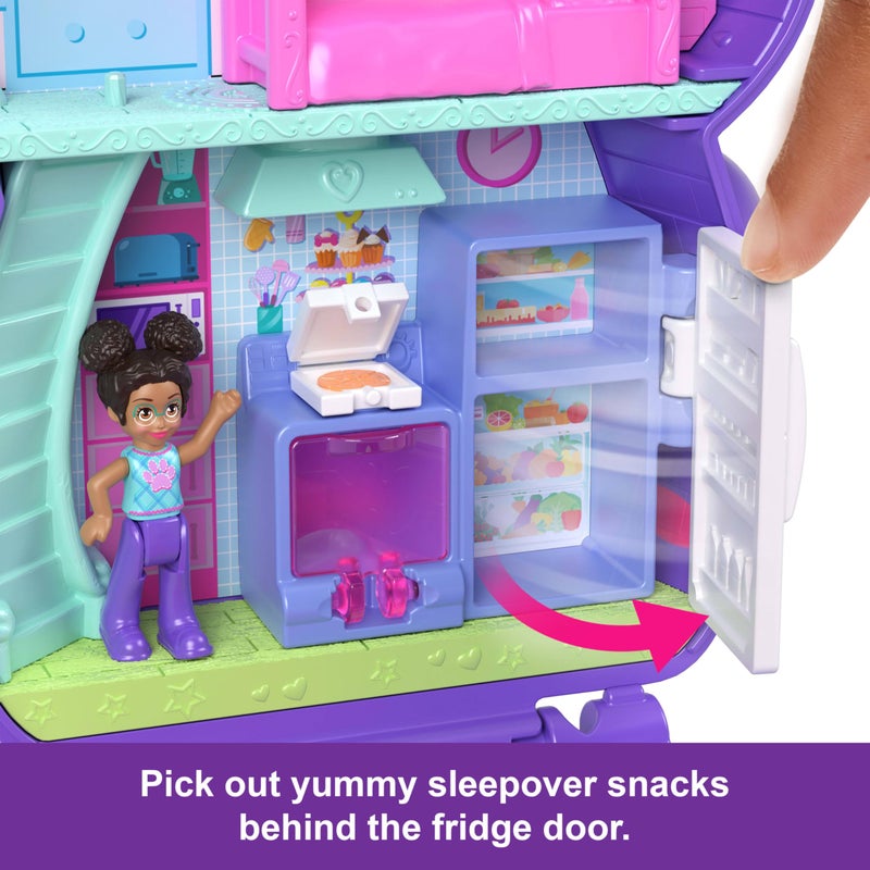 Polly Pocket Dolls and Playset, Sleepover Puppy Compact, Travel Toy with 1 Micro Doll, Pet Dogs, Food & Fashion Styling Accessories - Image 4