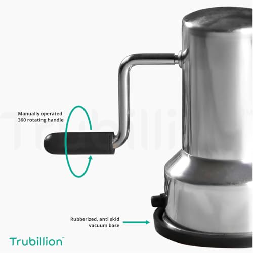 Trubillion CocoScrape Stainless Steel Coconut Scraper with Vacuum Base, Manual Rotating Handle, Sharp Blades, Non Skid, Dishwasher Safe, Rust Proof, Easy to Use, Compact Design, Made in India (Black) - Image 2