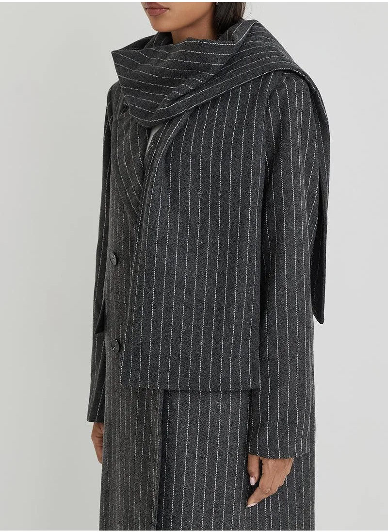 4th & Reckless Stripped Longline Coat And Scarf Set