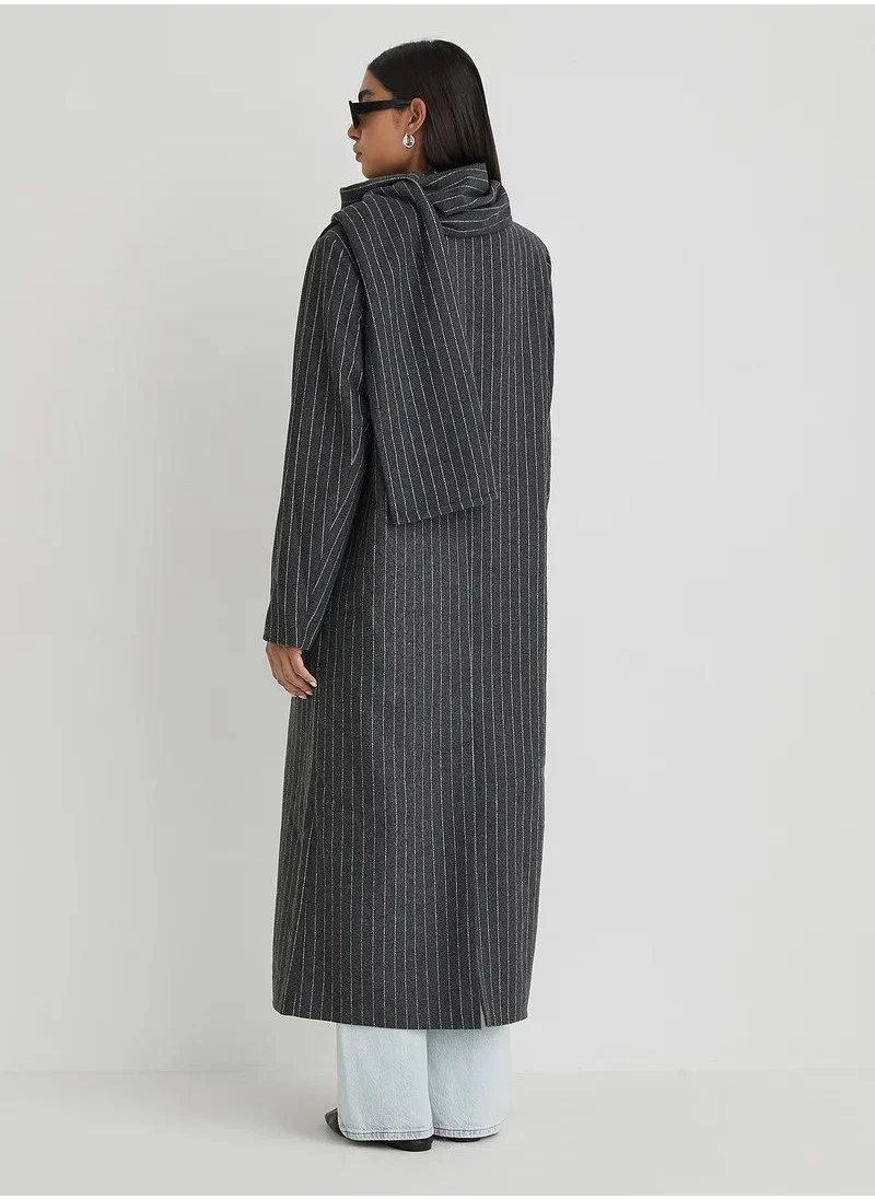 فورث اند ريكلس Stripped Longline Coat And Scarf Set