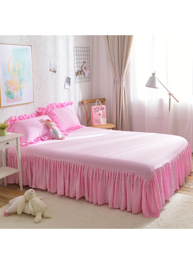 Generic # 7N Washed Cotton Quilt Cover Single Piece Three Four Pieces Solid Color Single Dormitory Double 1.8x 2.2 Pure Cotton Quilt Cover-Color:Washed Cotton Powder-white [class A Maternal And Infant Grade Fabric, Super Soft And Soft]-Specifications:0.9m--1.0m Bed Sheet Three-piece Set - Image 5