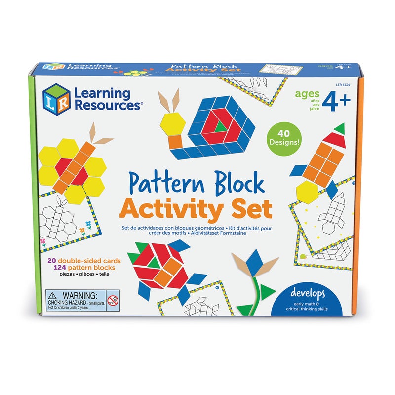 Learning Resources Pattern Block Activity Set, 20 Double-Sided Cards, Ages 4+ - Image 1
