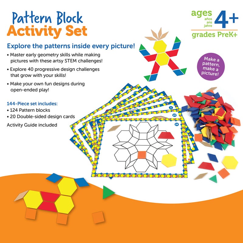 Learning Resources Pattern Block Activity Set, 20 Double-Sided Cards, Ages 4+ - Image 5