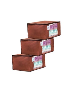 Kuber Industries Kuber Industries Dust Proof Cloth Bags|Garment Cover|Clothes Storage Bag|Wardrobe Organizer|3 Pieces|Transparent Window|Extra Large (Brown)  - Image 4