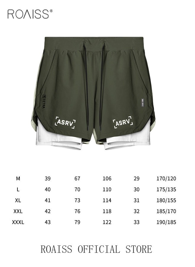 roaiss Five-Point Sports Shorts Fake Two-Piece Quick Drying Double Layer Basketball Pants Anti-Light Running Fitness Summer  - Image 5