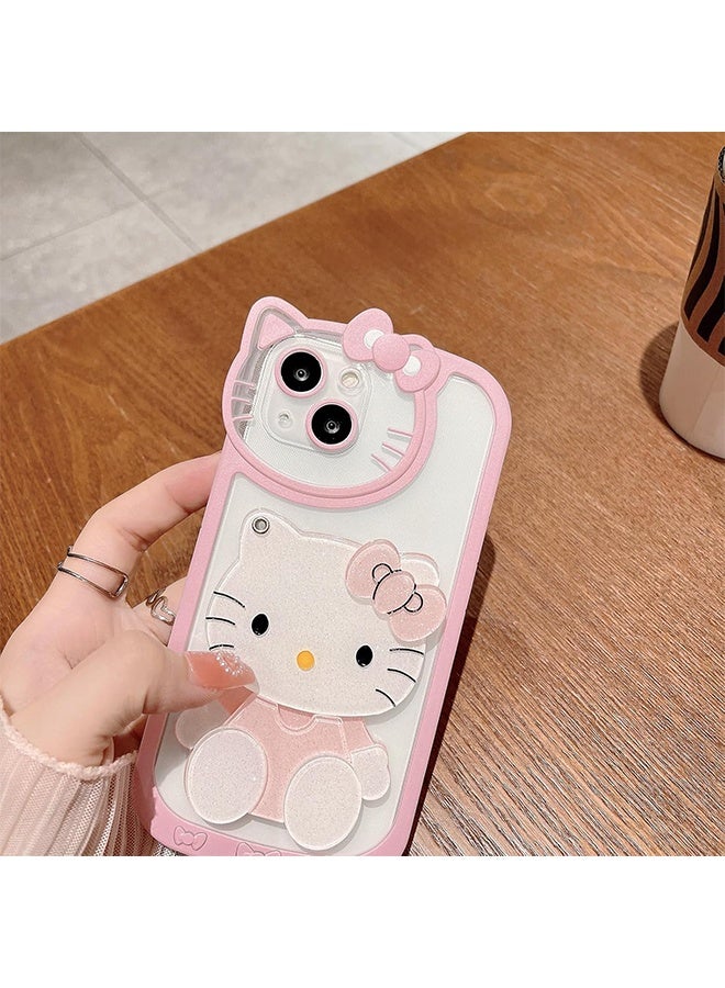 YJ iPhone 15 Plus Case cover cat Pattern with camera len protector anti-scratch anti-drop Strap for Women Girls, Soft TPU Full Protective Cover back comfortable touch feeling accessory - Image 4
