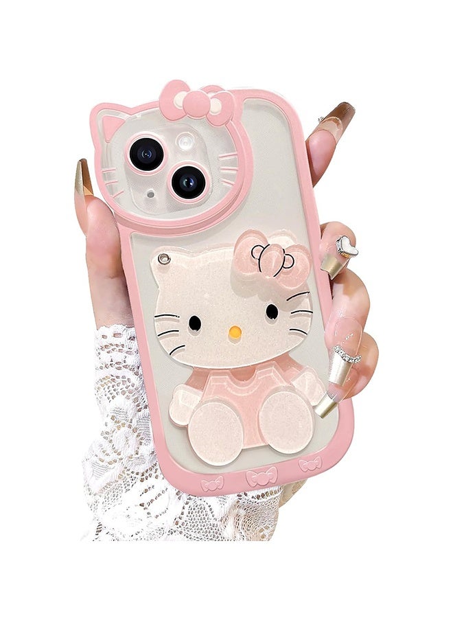 YJ iPhone 15 Plus Case cover cat Pattern with camera len protector anti-scratch anti-drop Strap for Women Girls, Soft TPU Full Protective Cover back comfortable touch feeling accessory - Image 1