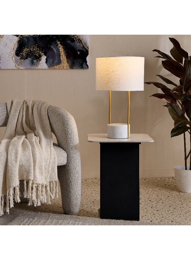 Home Box Glen Aleso Metal Table Lamp with Marble Base and Fabric Shade - 32x50 cm - Image 5