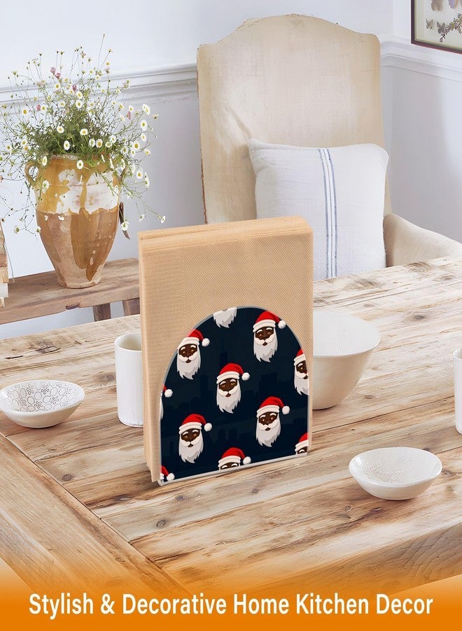 Kigai Acrylic Napkin Holder for Table Black Santa Claus U-Shaped Non-Slip Napkin Dispenser for Lunch Dinner Cocktail Napkins Modern Napkin Stand for Kitchen Counter & Dining Table - Image 5