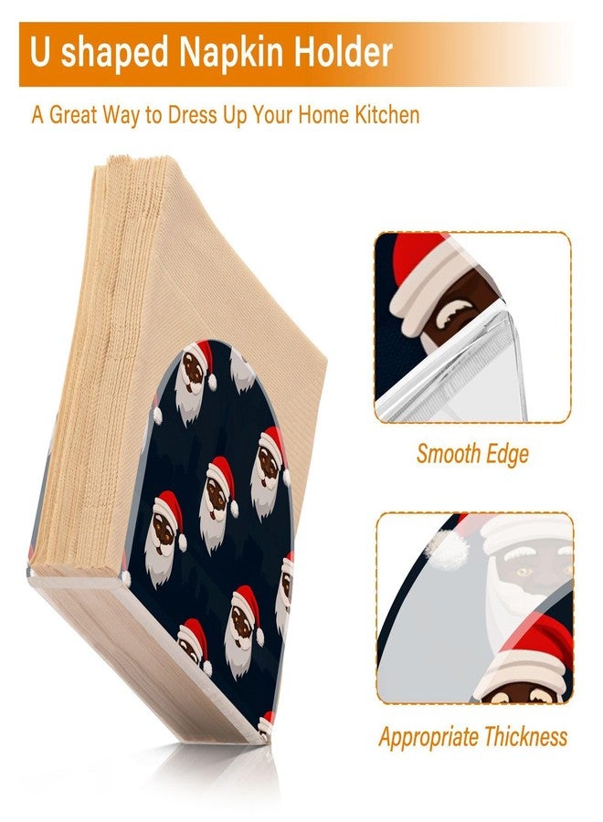 Kigai Acrylic Napkin Holder for Table Black Santa Claus U-Shaped Non-Slip Napkin Dispenser for Lunch Dinner Cocktail Napkins Modern Napkin Stand for Kitchen Counter & Dining Table - Image 4