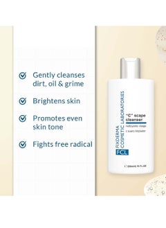 FIXDERMA COSMETIC LABORATORIES FCL 2% Vitamin C Face Wash, C Scape Cleanser for Gentle Exfoliation and Brightening | Cleanser Face Wash For Unevenly Pigmented Skin | Dark Spot Cleanser for Face - 200ml/6.76 Fl Oz  - Image 2
