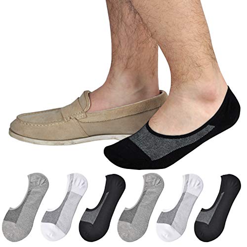 JORMATT 6 Pairs Mens Women Genuine No Show Socks Boys Sneaker Shoes Mesh Knit Low Cut Athletic Cotton Socks Non Slip, Men Shoe size 13-15 - Image 1
