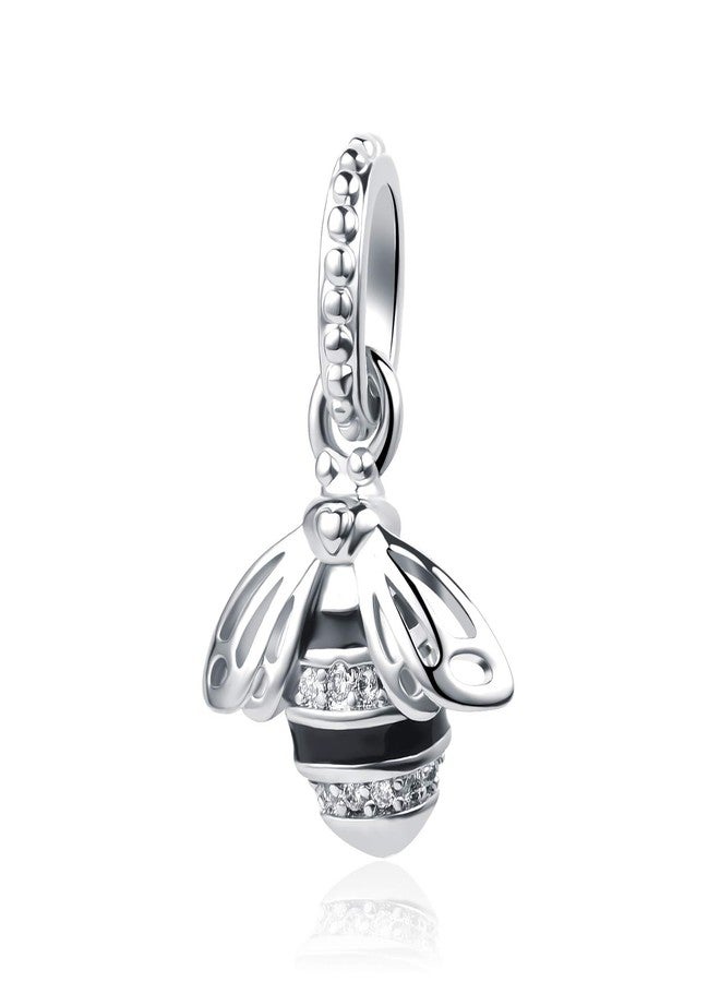 QeenseKc تعليقة نحلة العسل المتلألئة من QeenseKc، خرزة زركونيا مكعبة مطلية بالمينا السوداء، تناسب الأساور الأوروبية - Image 1