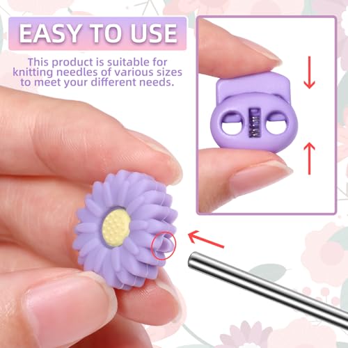 CESUSME 32 Pcs Knitting Needle Stoppers, Cute Daisy Sun Flower Knitting Silicone Stoppers, Knitting Needle Point Protectors, Knitting Crochet for Hand DIY Supplies Accessories - Image 5