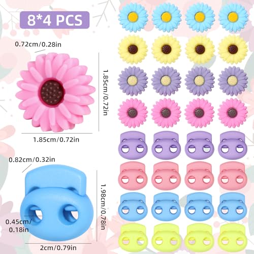 CESUSME 32 Pcs Knitting Needle Stoppers, Cute Daisy Sun Flower Knitting Silicone Stoppers, Knitting Needle Point Protectors, Knitting Crochet for Hand DIY Supplies Accessories - Image 2