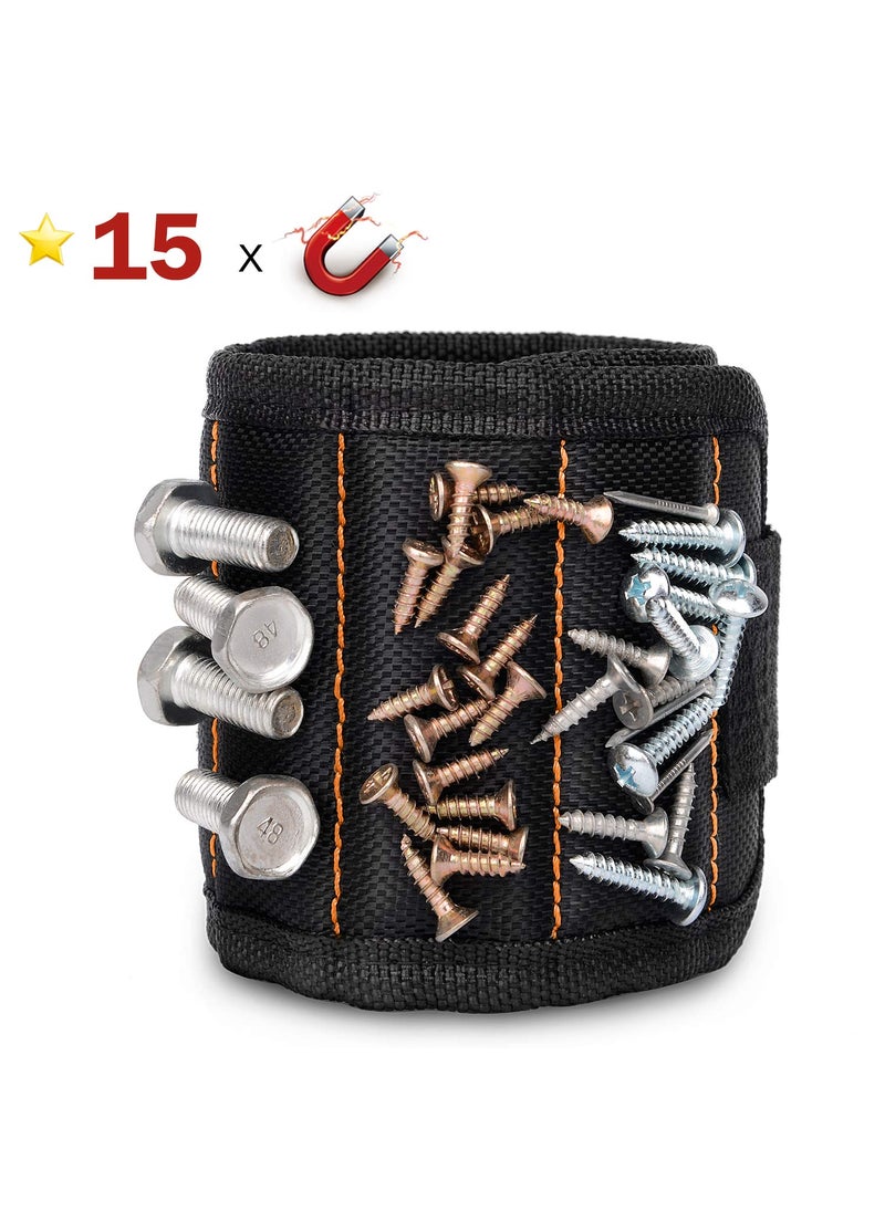 GOOACC GOOACC GRC61 1 Pack Wristband with 15 Strong Magnets Screws Nails Drill Bits Holding Best Unique Tool Gift for DIY Handyman Father Dad Husband Boyfriend Men Women2 Years Warranty  - Image 2