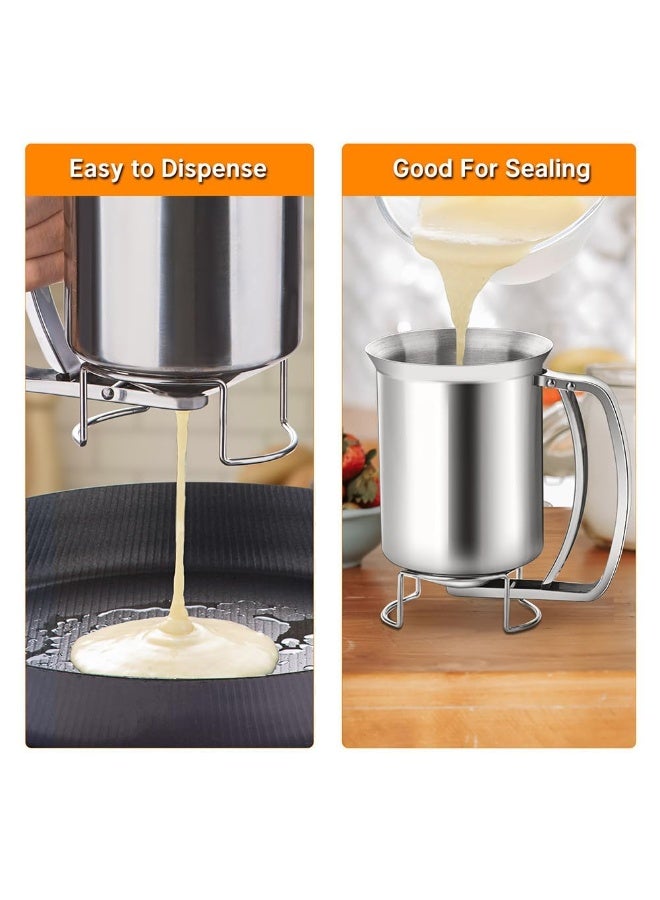 GNAFOTU 900ml Mix Batter Separator with Squeeze Handle, Cake Pancake Pourer, Muffins-Cooking Funnel, Stainless Steel Egg Tart Liquid Dispenser, Kitchen Baking Tool for Cupcake, Brownie, Donut, Crepes, Waffles - Image 4