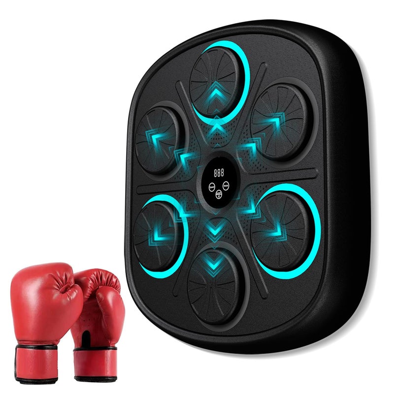 OurStarry 2024 New Model Smart Music Boxing Machine for Adults and Kids, Training Machine with LED Electronic Wall Mounted, Home Indoor Workout Equipment with Premium Boxing Gloves (Black 03) - Image 1