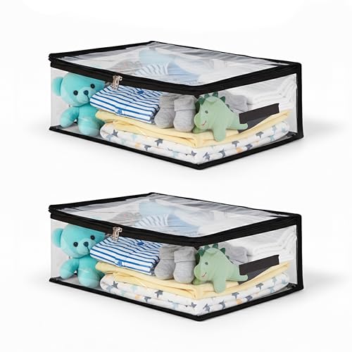 LIFESTICE Transparent Plastic Clothes Storage Bag(Pack of 2) |Clothes Organiser for Wardrobe | Saree Covers with zip |Saree Organizer for Wardrobe |Saree Bags Storage (PACK OF 2) - Image 1