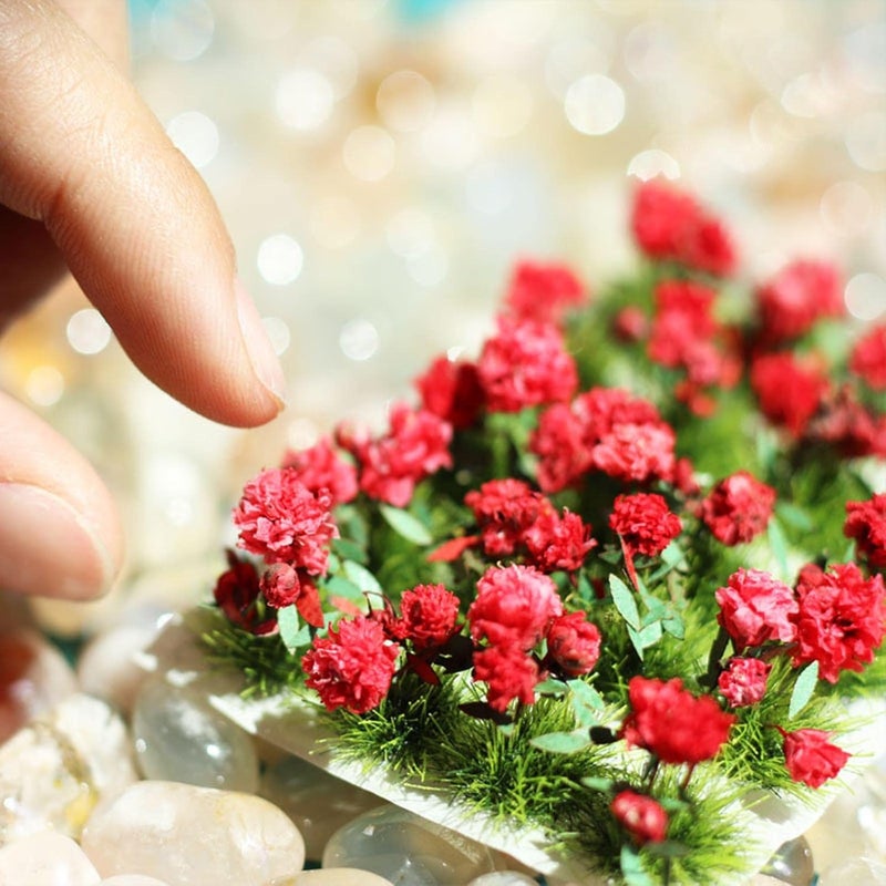 Micro Landscape Grass Building Materials Miniatures Scenery Sand Table Miniature Flower Garden with Resin Grass for Doll House Model, Rose, 8X6X2cm - Image 2
