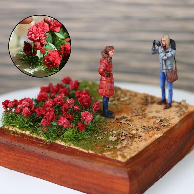 Micro Landscape Grass Building Materials Miniatures Scenery Sand Table Miniature Flower Garden with Resin Grass for Doll House Model, Rose, 8X6X2cm - Image 5