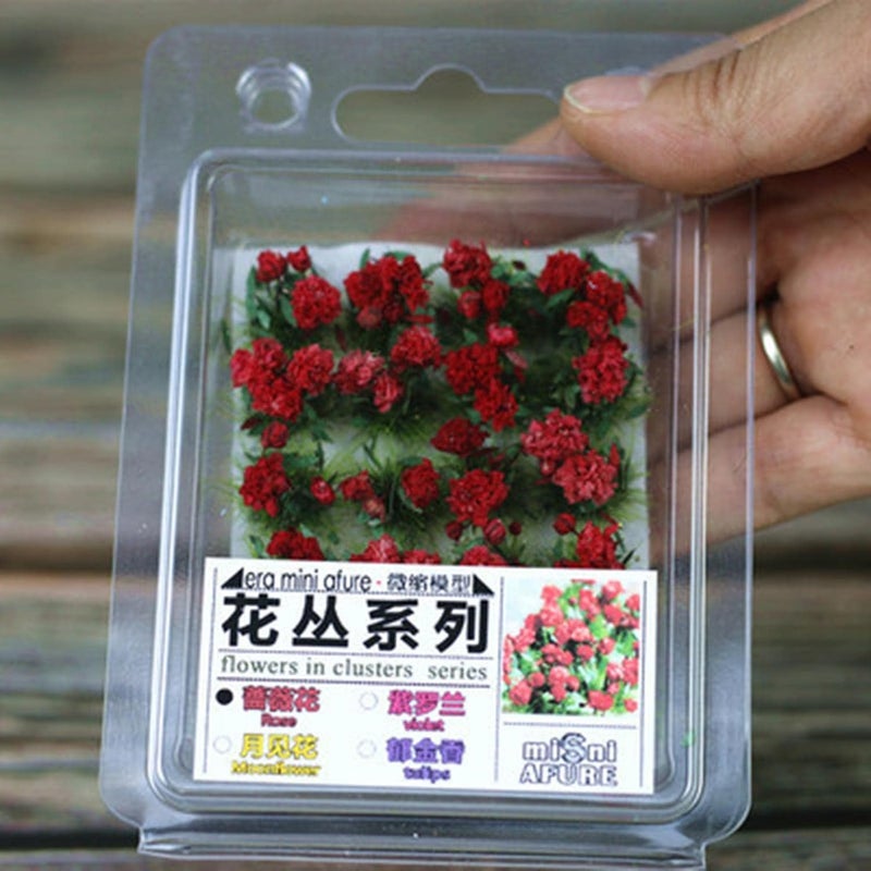 Micro Landscape Grass Building Materials Miniatures Scenery Sand Table Miniature Flower Garden with Resin Grass for Doll House Model, Rose, 8X6X2cm - Image 3