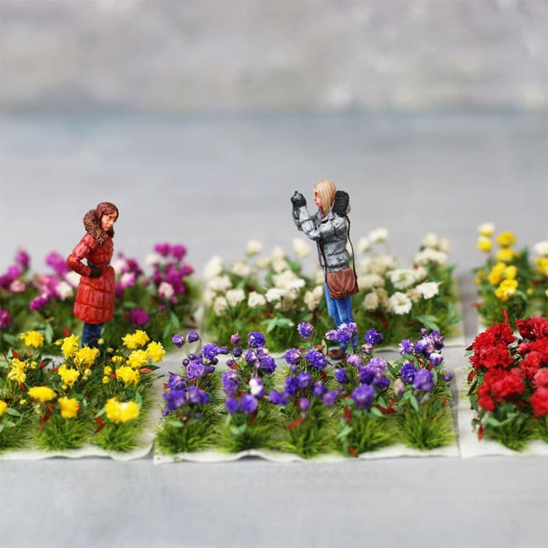 Micro Landscape Grass Building Materials Miniatures Scenery Sand Table Miniature Flower Garden with Resin Grass for Doll House Model, Rose, 8X6X2cm - Image 4