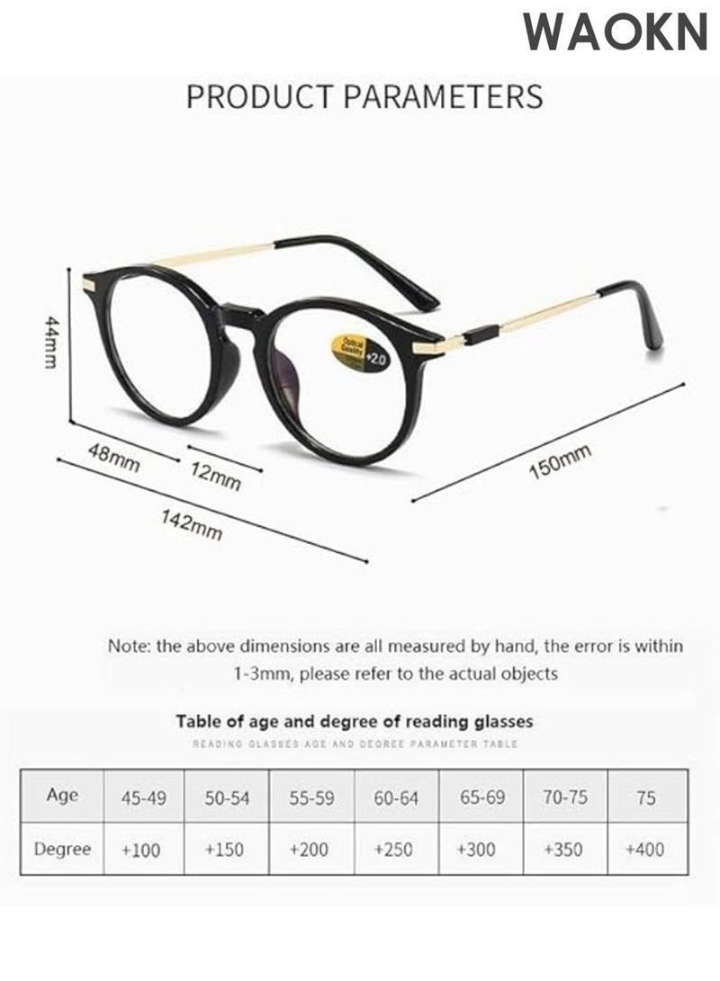 WAOKN Anti blue light glasses, suitable for both men and women, round frame retro plain color anti fatigue ultra light glasses, made of ultra light PC material, wear-resistant and durable, suitable for reading, computers, televisions, mobile phones and other electronic products. - Image 2