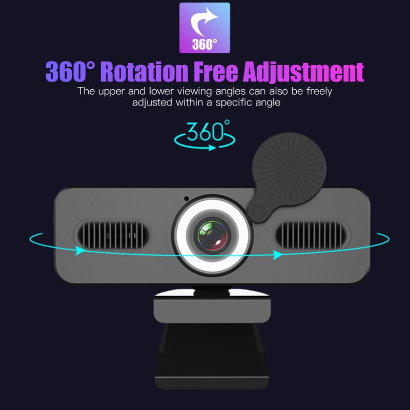 2160P HD Webcam Computer Webcam with Microphone USB PC Web Camera 120-degree Wide Angle with Fill-in Light Drive for Recording Calling Conferencing Gaming Compatible with Windows Vista iOS - Image 4