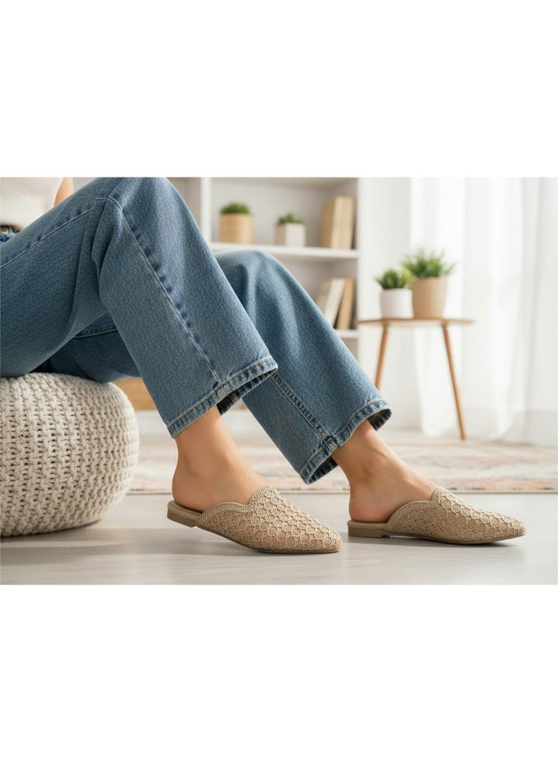 LIFESTYLISH Mule Fabric Flat Elegant SB-25 - Beige - Image 1