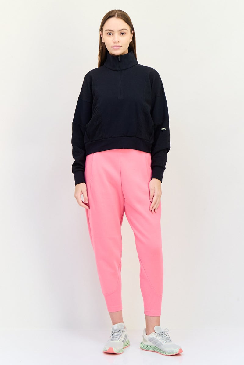 Reebok ملابس رياضية نسائية بأكمام طويلة مناسبة، خارجية، سويت شيرت قصير، أسود - Image 4