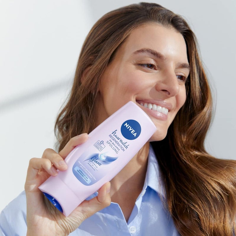 Nivea Hairmilk Regeneration Phbalance Conditioner Shine Serum with Almond Milk  Normal to Dry Hair 200 Ml - Image 2
