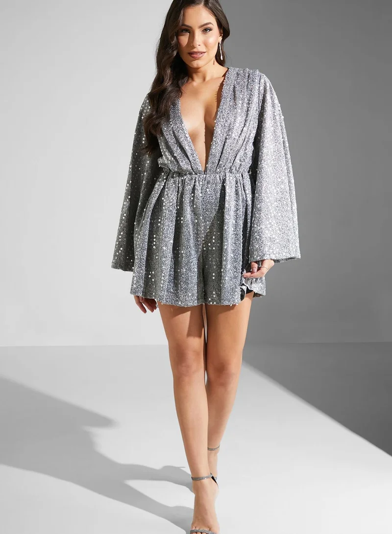 Ella Limited Edition Flute Sleeve Detail Playsuit