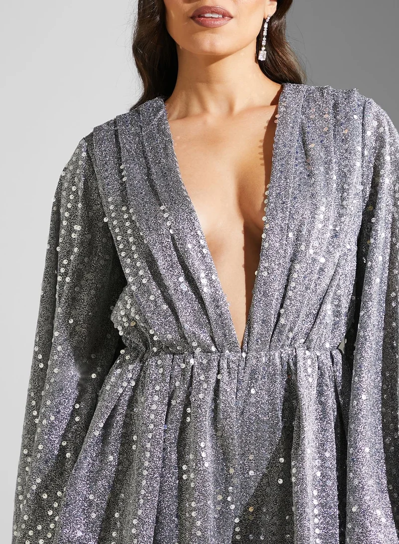 Ella Limited Edition Flute Sleeve Detail Playsuit