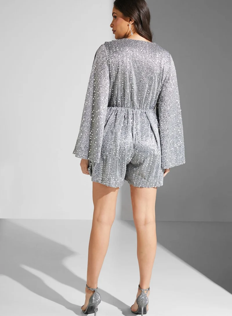 Ella Limited Edition Flute Sleeve Detail Playsuit