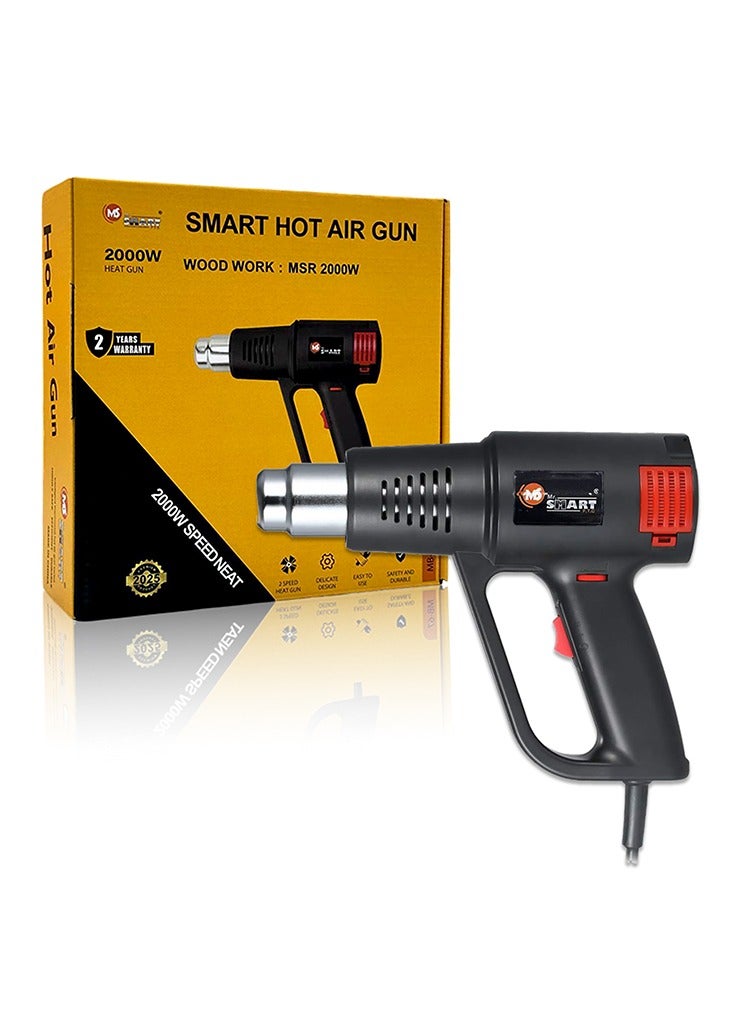 مستر سمارت مسدس هواء ساخن من Mr Smart، مسدس حراري بقوة 2000 واط مع إعدادات تدفق هواء مزدوجة، 250-550 لترًا/دقيقة - Image 1