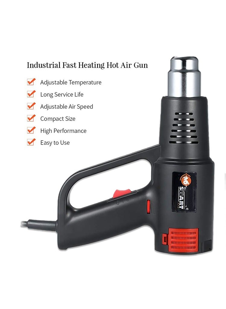 مستر سمارت مسدس هواء ساخن من Mr Smart، مسدس حراري بقوة 2000 واط مع إعدادات تدفق هواء مزدوجة، 250-550 لترًا/دقيقة - Image 2
