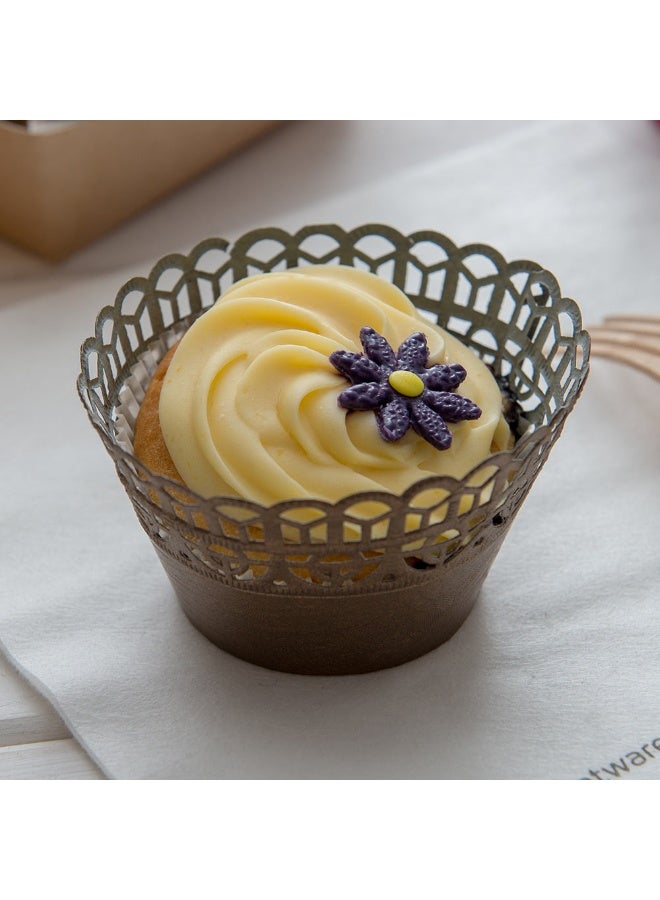 Restaurantware Bellissimo 2.1 Inch Cupcake Wraps, 200 Lace Cupcake Liners - Cocoa Brown Paper Decorative Cupcake Wraps - Image 3