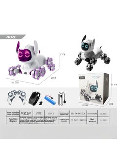 Generic Hot Sale Children Remote Control Robot Dog Smart Toy Electric Mechanical Dog Toy Car Pet Dog Car Boy-Color:Y9-silver Gray-dual Mode + Light Music + Touch Interaction-Specifications:Dual Battery Package - One Spare Battery + Screwdriver No. 5  - Image 2