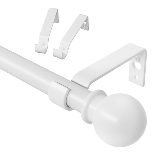 ATUHOLA White Curtain Rods for Windows 28 to 60 inch, Adjustable Curtain Rod Set with Brackets Easy Install, Decorative Slender 5/8 Diameter Drapery Rod, Heavy Duty Drape Pole for Living Room, Bedroom - Image 1