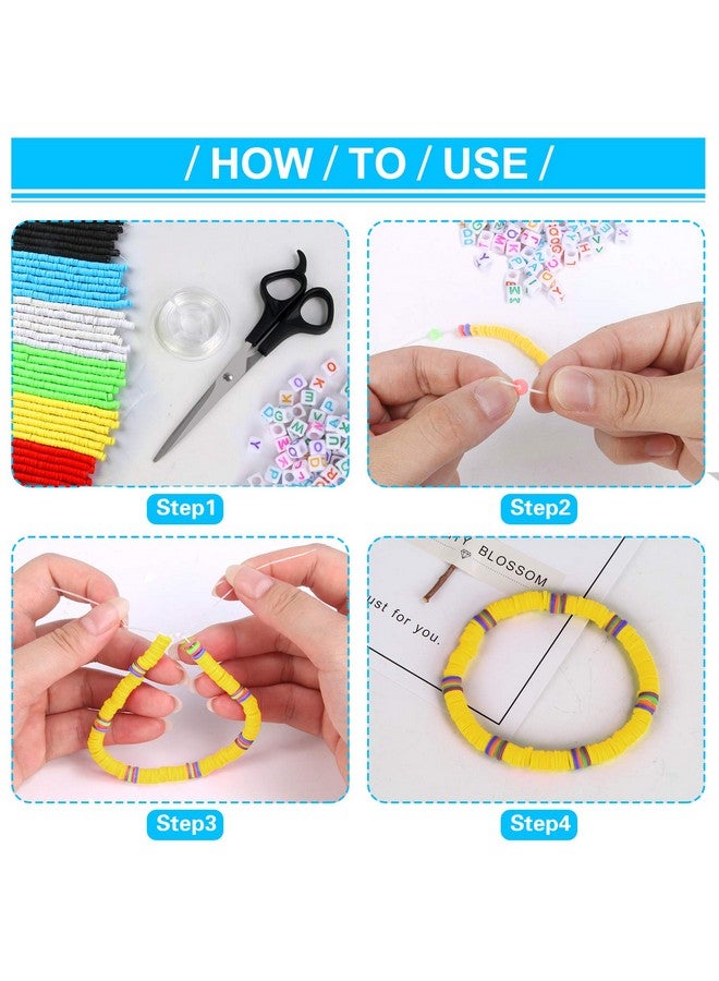 Augshy 2100 Pcs White Clay Beads Colorful Round Handmade Heishi Bracelet Making Beads Flat Beads Polymer Clay Beads For Necklace Bracelet Making (6Mm) - Image 5