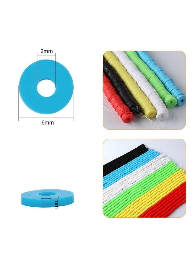 Augshy 2100 Pcs White Clay Beads Colorful Round Handmade Heishi Bracelet Making Beads Flat Beads Polymer Clay Beads For Necklace Bracelet Making (6Mm) - Image 3