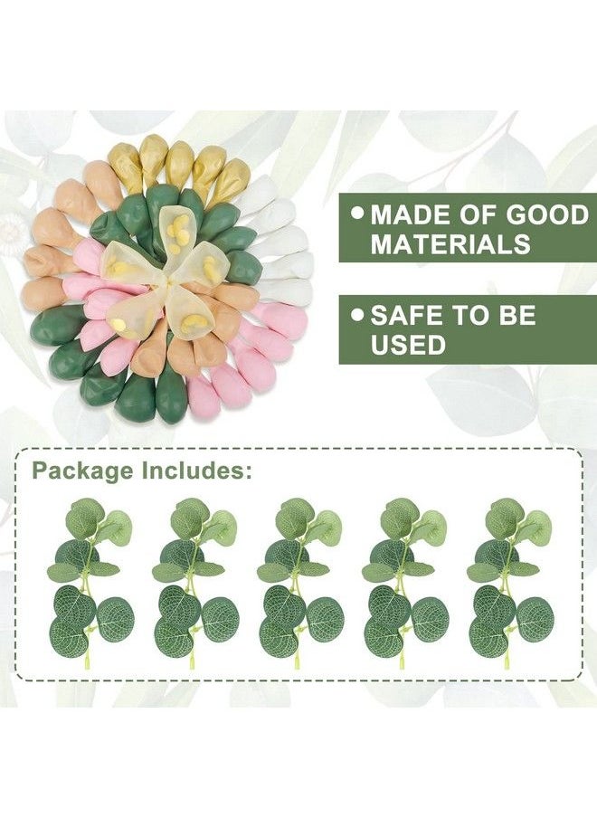 Amandir 166Pcs Sage Green Balloon Garland Arch Kit Olive Green Blush Peach White Gold Balloons Artificial Eucalyptus Stems Jungle Safari Baby Shower Birthday Party Baptism Decorations For Boys Girls  - Image 4
