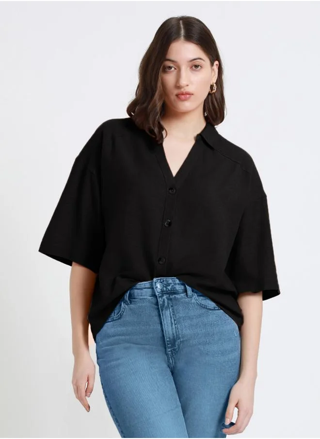 دينيس لينغو Relaxed Fit Casual Shirt with Buttons by Styli