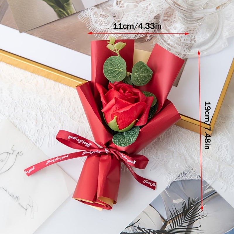 1pc Purple Rose And Eucalyptus Leaves Mini Bouquet For Weddings Valentine S Day Mother S Day Graduations Teacher S Day Thanksgiving Birthdays Gifts For Family Friends Teachers Classmates - Image 2