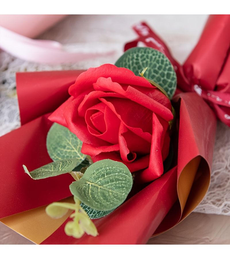 1pc Purple Rose And Eucalyptus Leaves Mini Bouquet For Weddings Valentine S Day Mother S Day Graduations Teacher S Day Thanksgiving Birthdays Gifts For Family Friends Teachers Classmates - Image 3