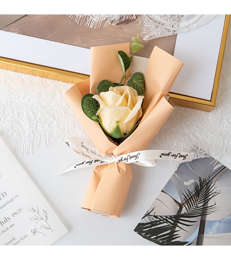 1pc Purple Rose And Eucalyptus Leaves Mini Bouquet For Weddings Valentine S Day Mother S Day Graduations Teacher S Day Thanksgiving Birthdays Gifts For Family Friends Teachers Classmates - Image 4