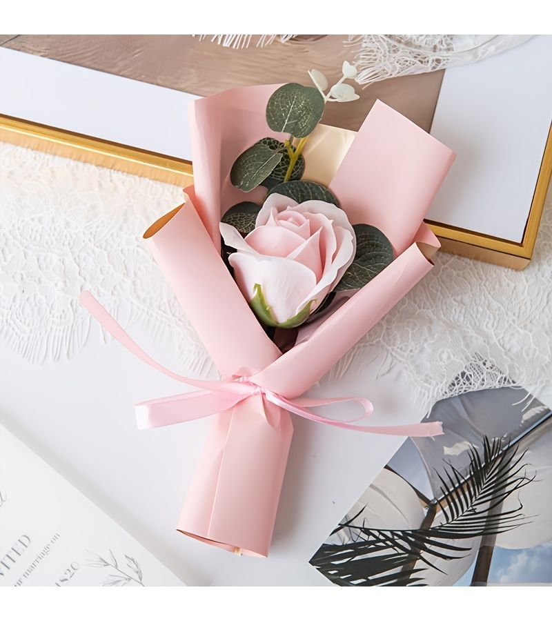 1pc Purple Rose And Eucalyptus Leaves Mini Bouquet For Weddings Valentine S Day Mother S Day Graduations Teacher S Day Thanksgiving Birthdays Gifts For Family Friends Teachers Classmates - Image 5