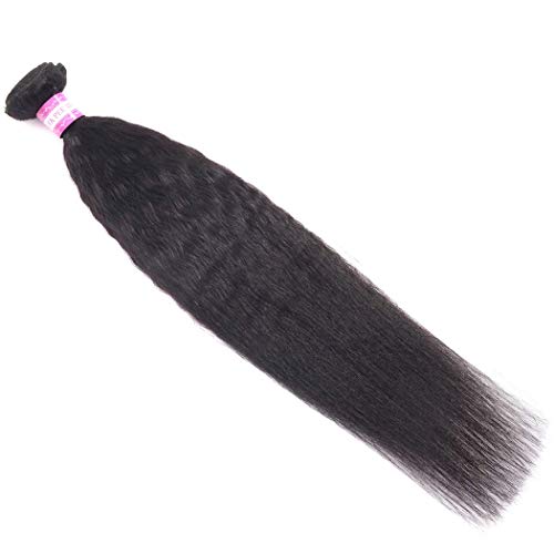 Odir Kinky Straight Human Hair Bundles 24 Inch Unprocessed 9A Brazilian Yaki Straight Virgin Hair Weave 1 Bundle Kinky Straight Hair Extensions Natural Color - Image 5