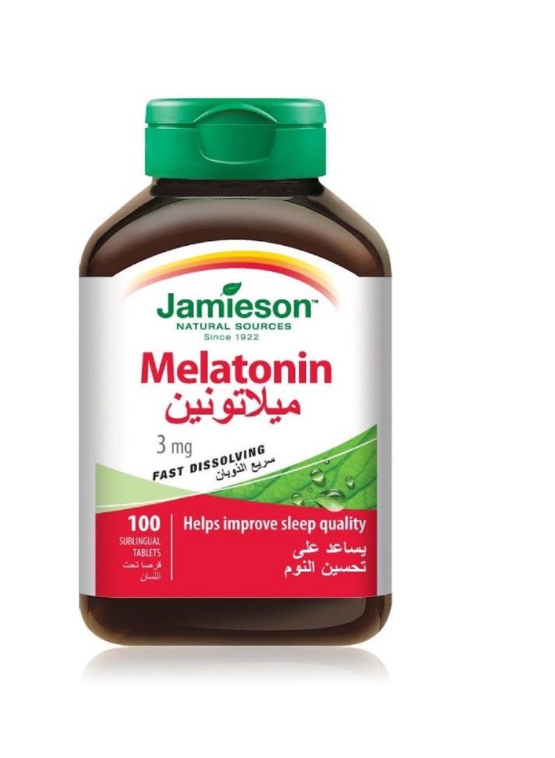جاميسون ميلاتونين 3 ملغ سريع الذوبان، يساعد على تحسين جودة النوم 100 قرص - Image 1